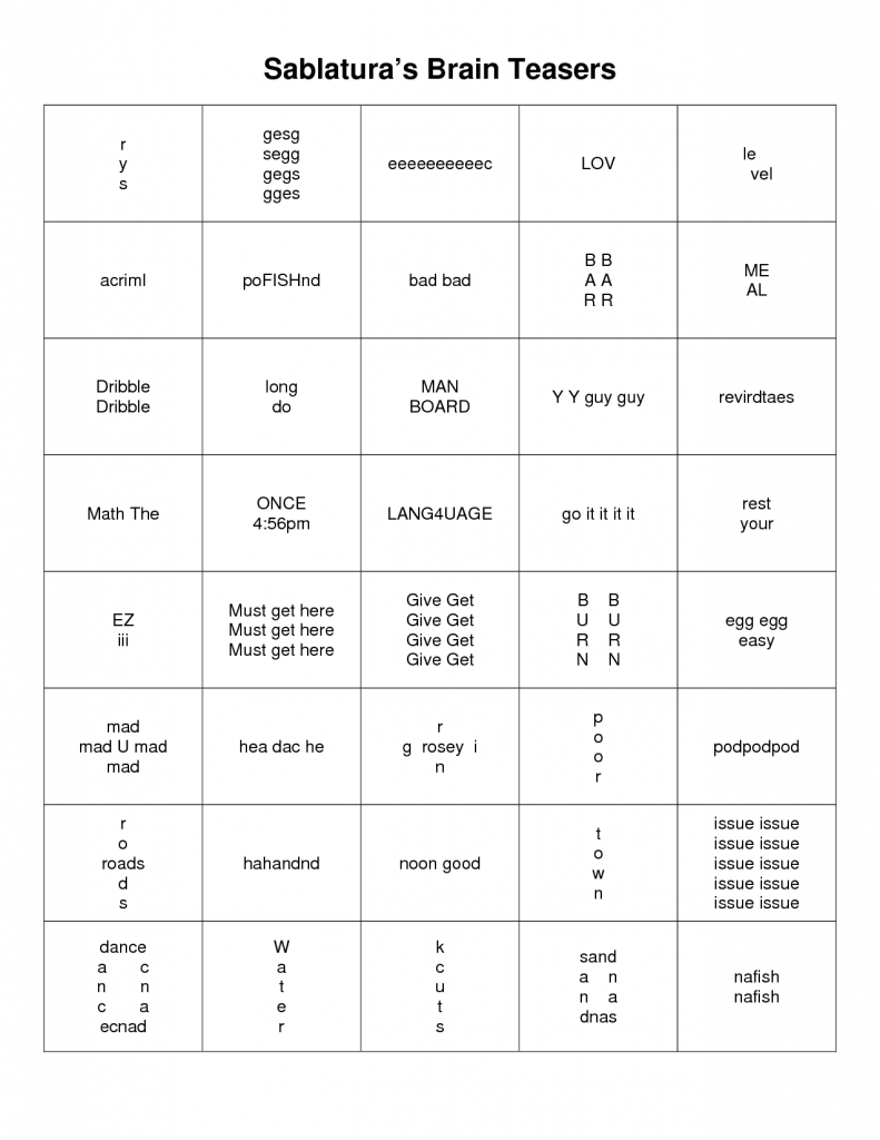 Printable Brainteaser Games