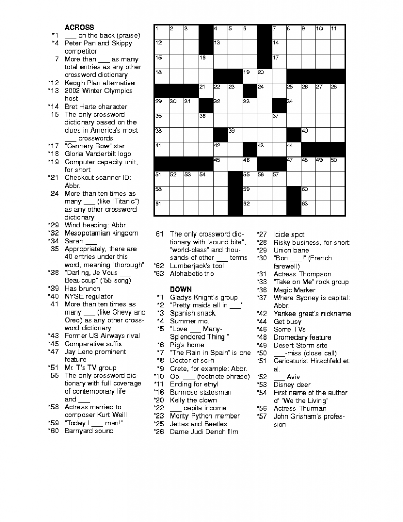 Printable Crossword Puzzles