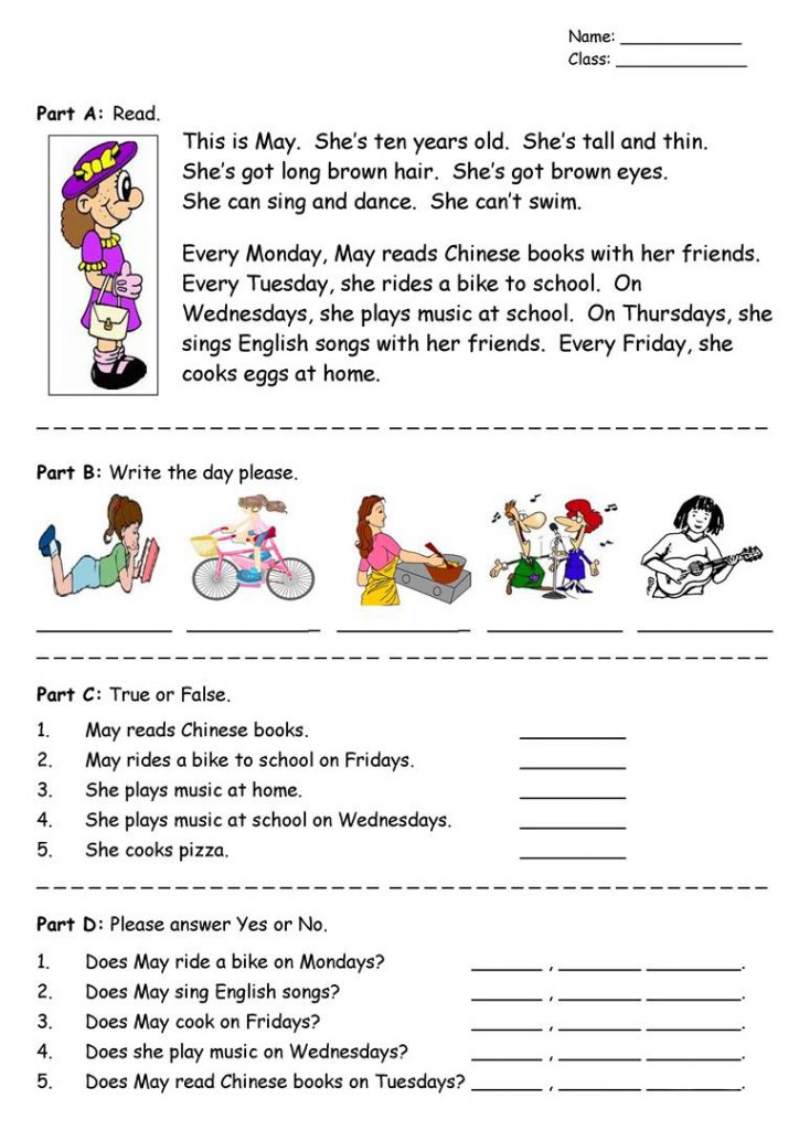 Read and Answer Questions Worksheet
