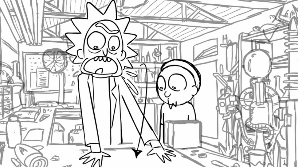 Rick and Morty Garage Lab Coloring Pages