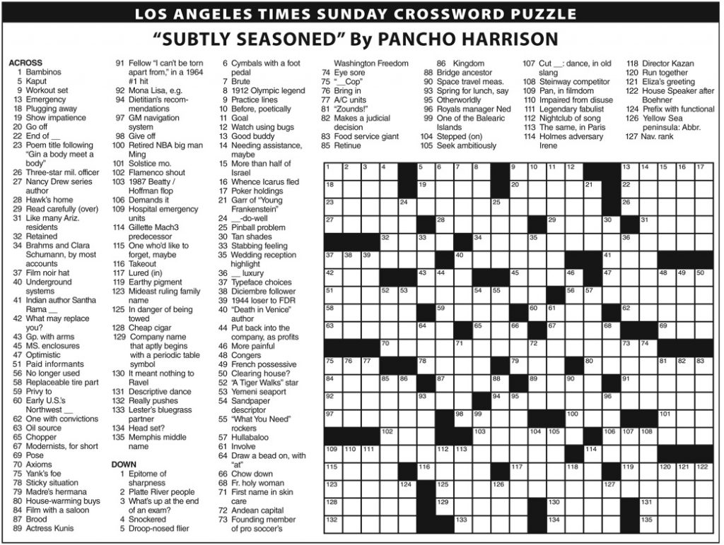 Subtly Seasoned Crossword Puzzle
