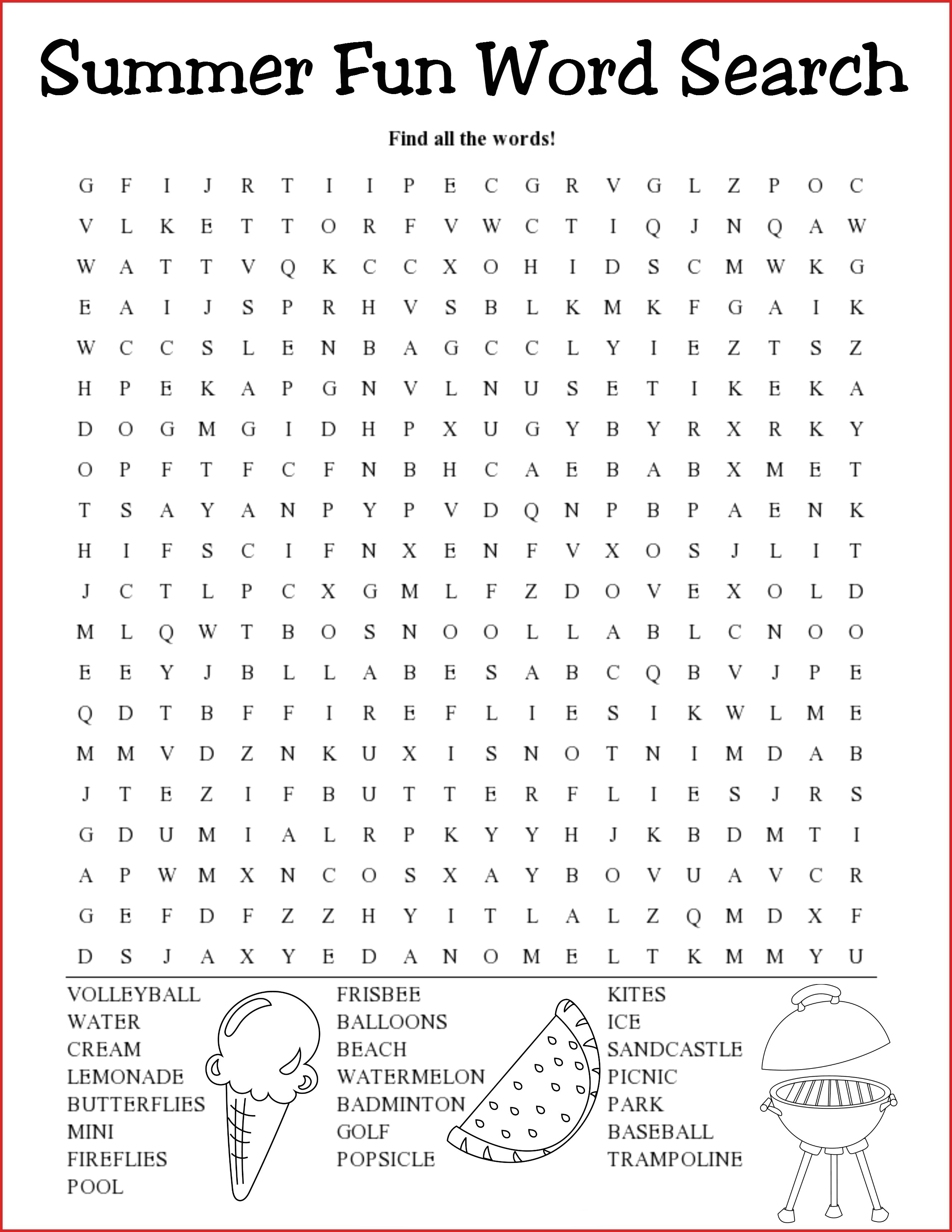 Summer Word Searches Printable