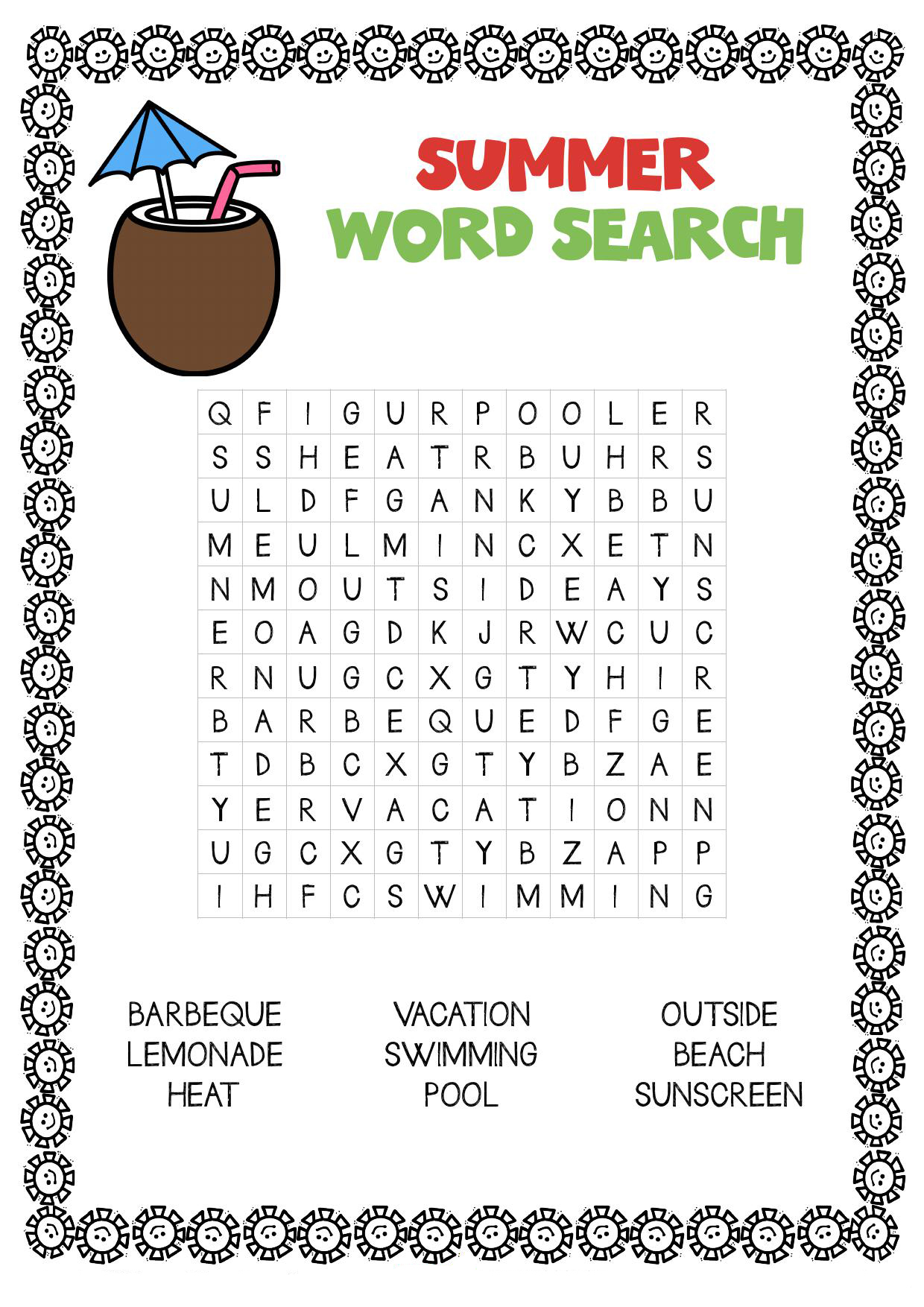 Summer Word Search Puzzles - Best Coloring Pages For Kids