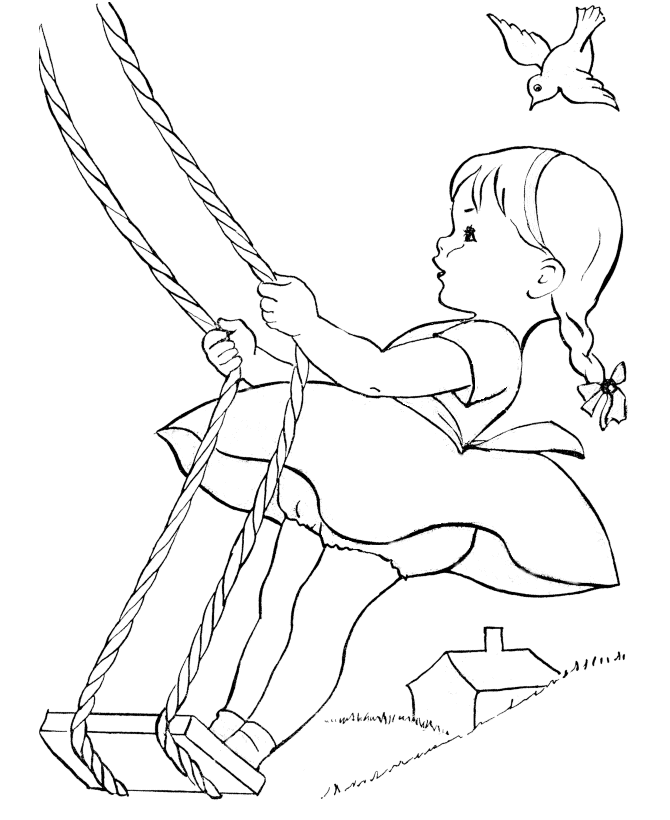 Swinging in Summer Coloring Page