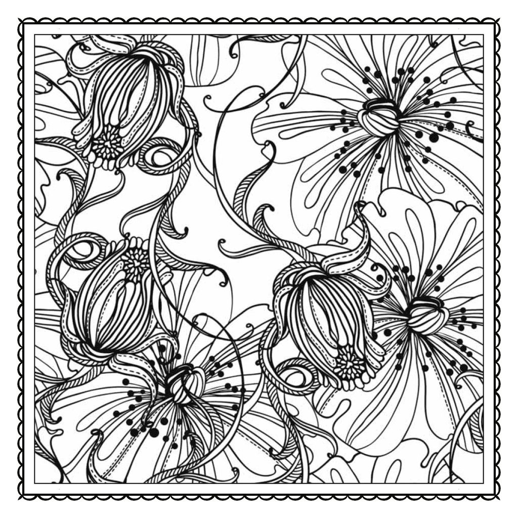 Wispy Floral Coloring Pages For Adults