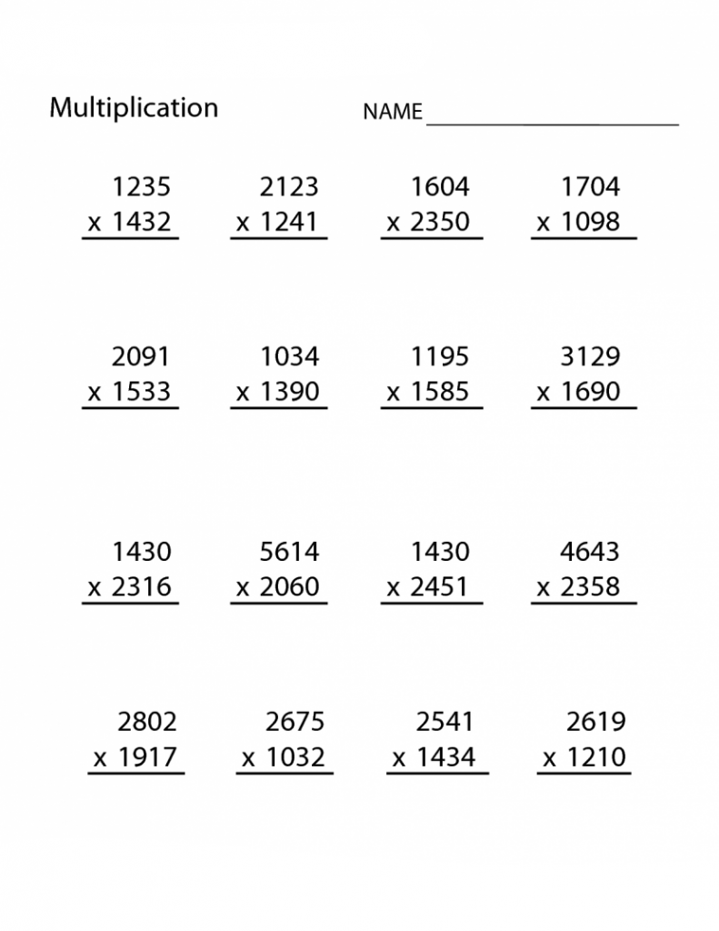 4th Grade Multiplication Worksheet