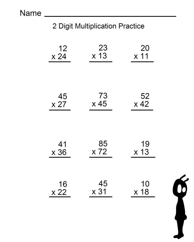 4th Grade Multiplication Worksheets - 2 digit