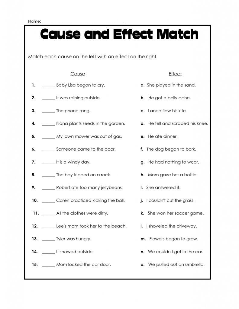 4th Grade Reading Cause and Effect