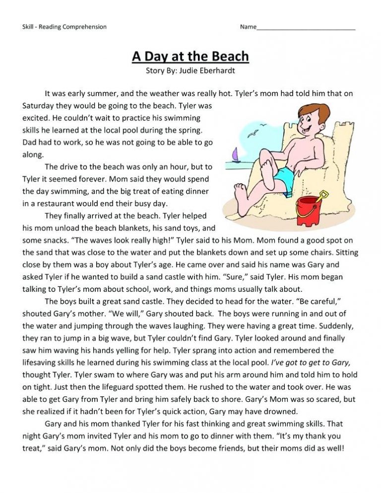 4th grade reading comprehension free