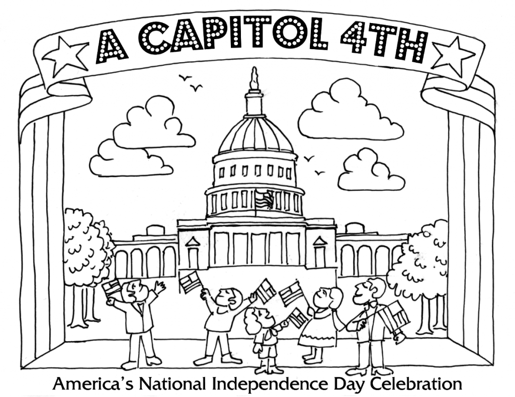 4th of July Capitol Coloring Page