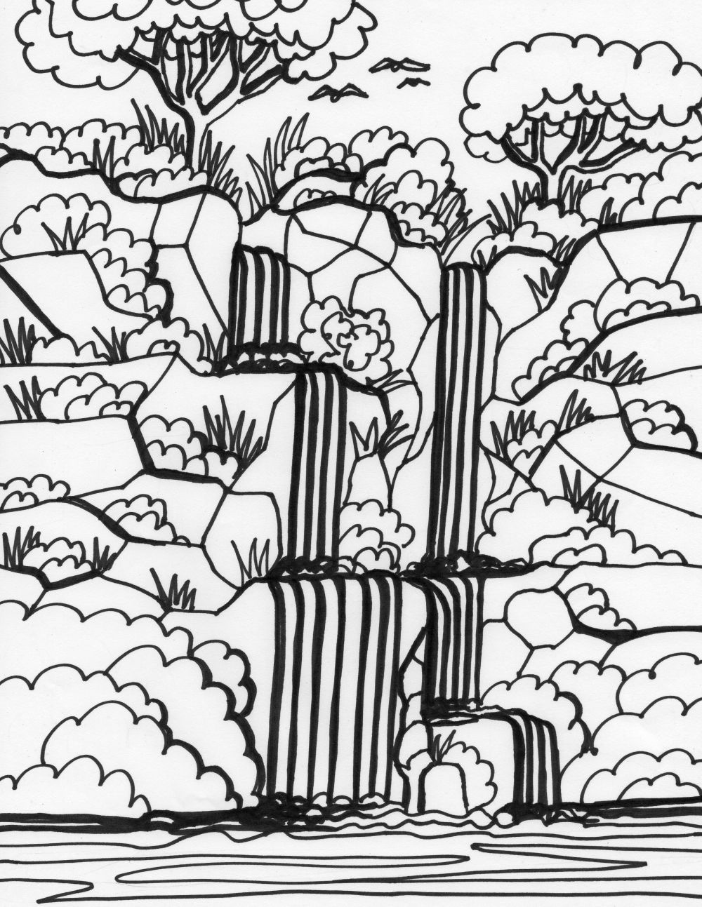 free coloring pages of waterfalls