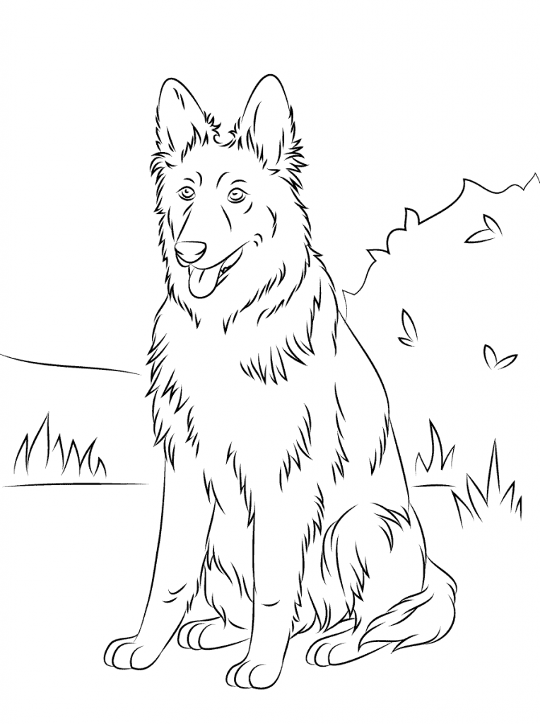 German Shepherd Outside Coloring Page