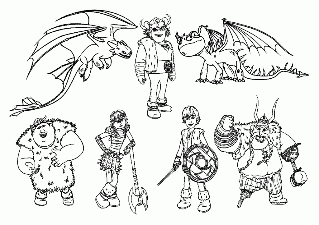 How to Train Your Dragon Characters Coloring Page