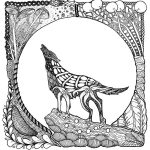 Howling Wolf Art for Adult Coloring