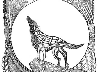 Howling Wolf Art for Adult Coloring