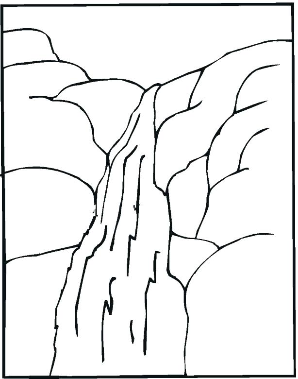Mountain Waterfall Coloring Pages