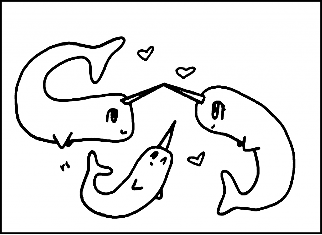 Narwhal Family Coloring Page
