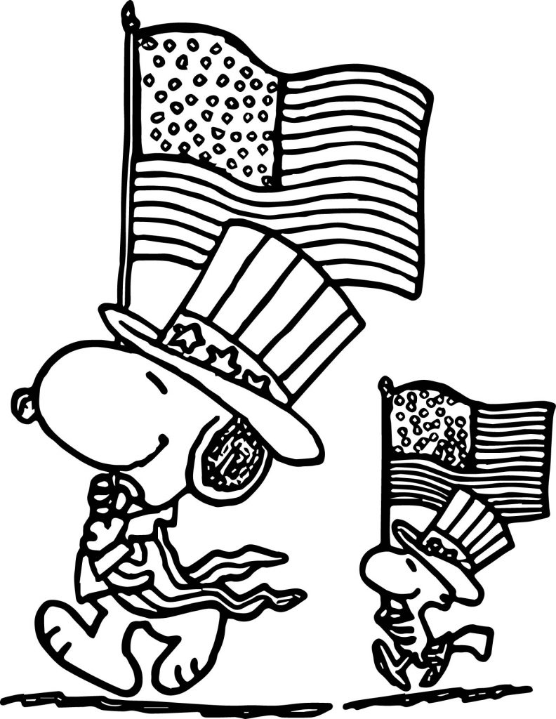 Snoopy Flag Day Coloring Page