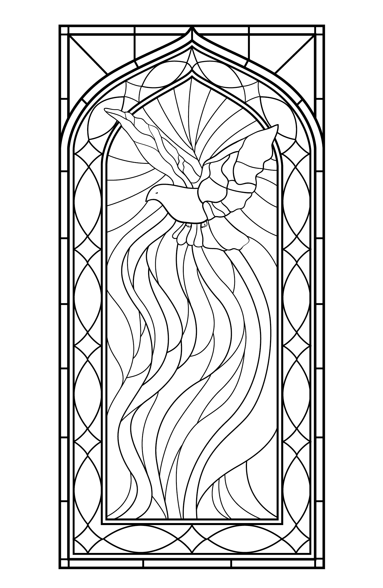 Beauty And The Beast Stained Glass Coloring Page