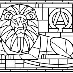 Stained Glass Lion Coloring Page