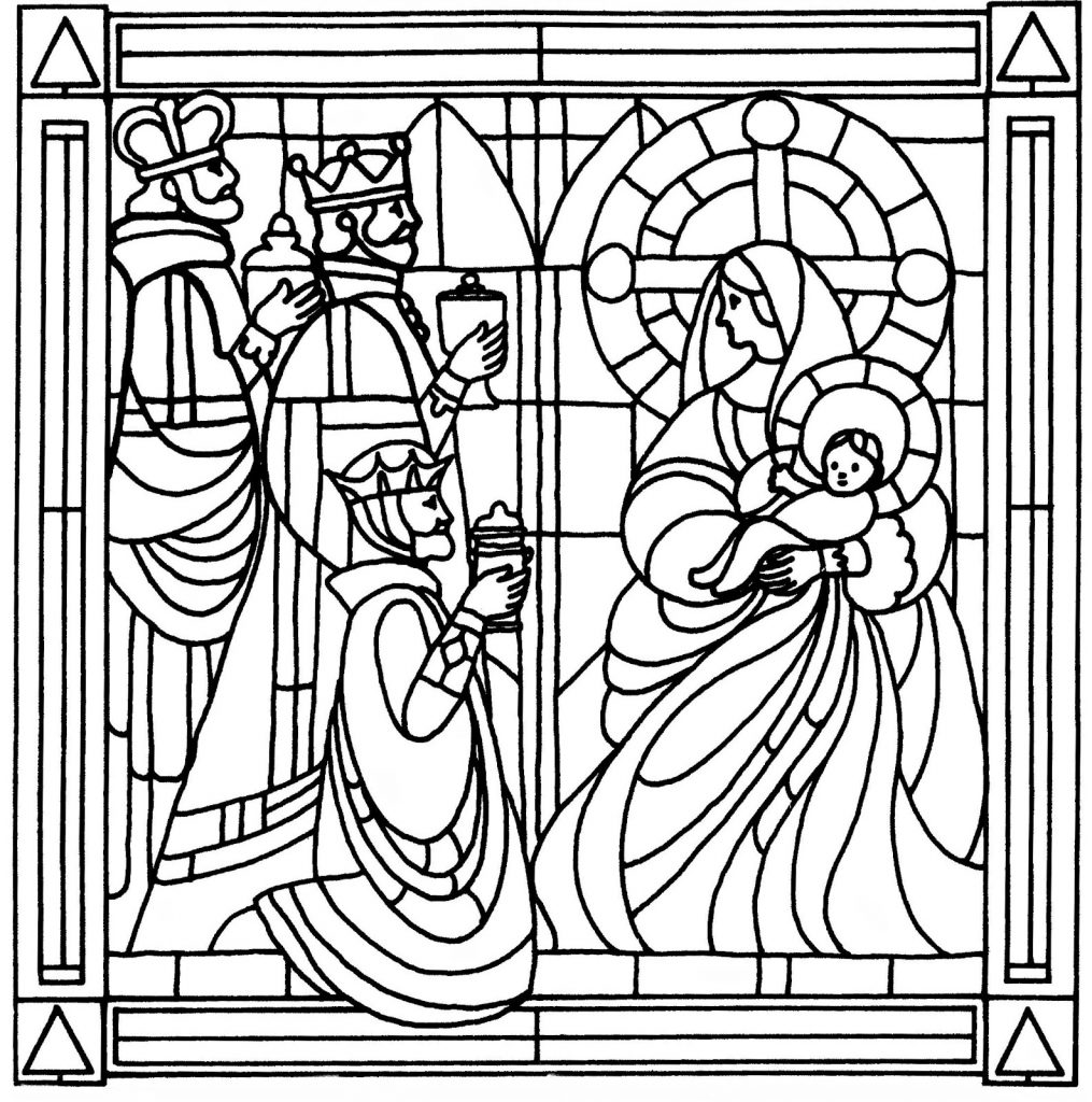 Stained Glass Nativity Coloring Pages