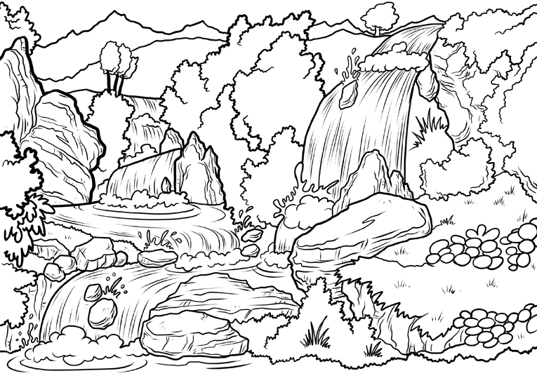 Waterfall Coloring Pages - Best Coloring Pages For Kids