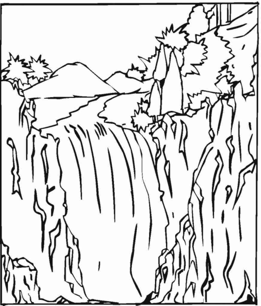 Waterfall Scene Coloring Pages