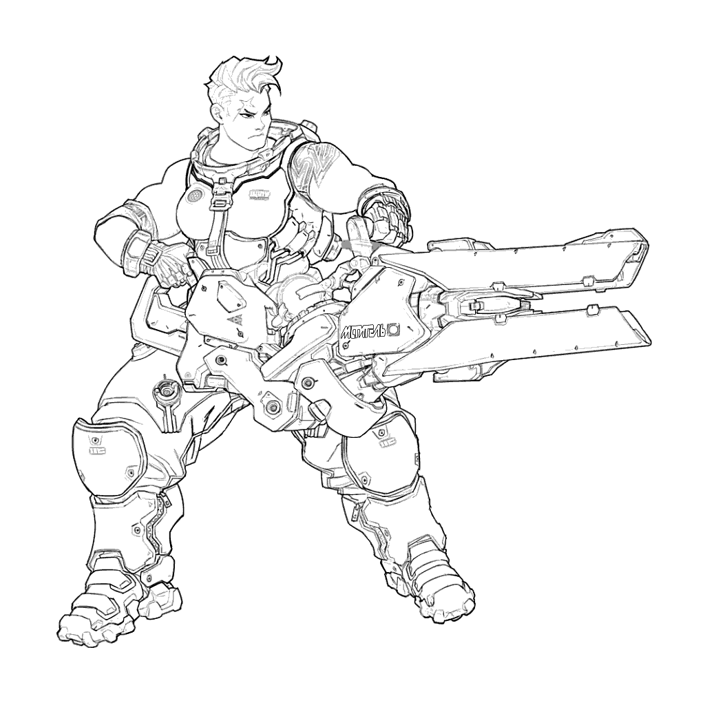 Bastion Overwatch Cute Coloring Page