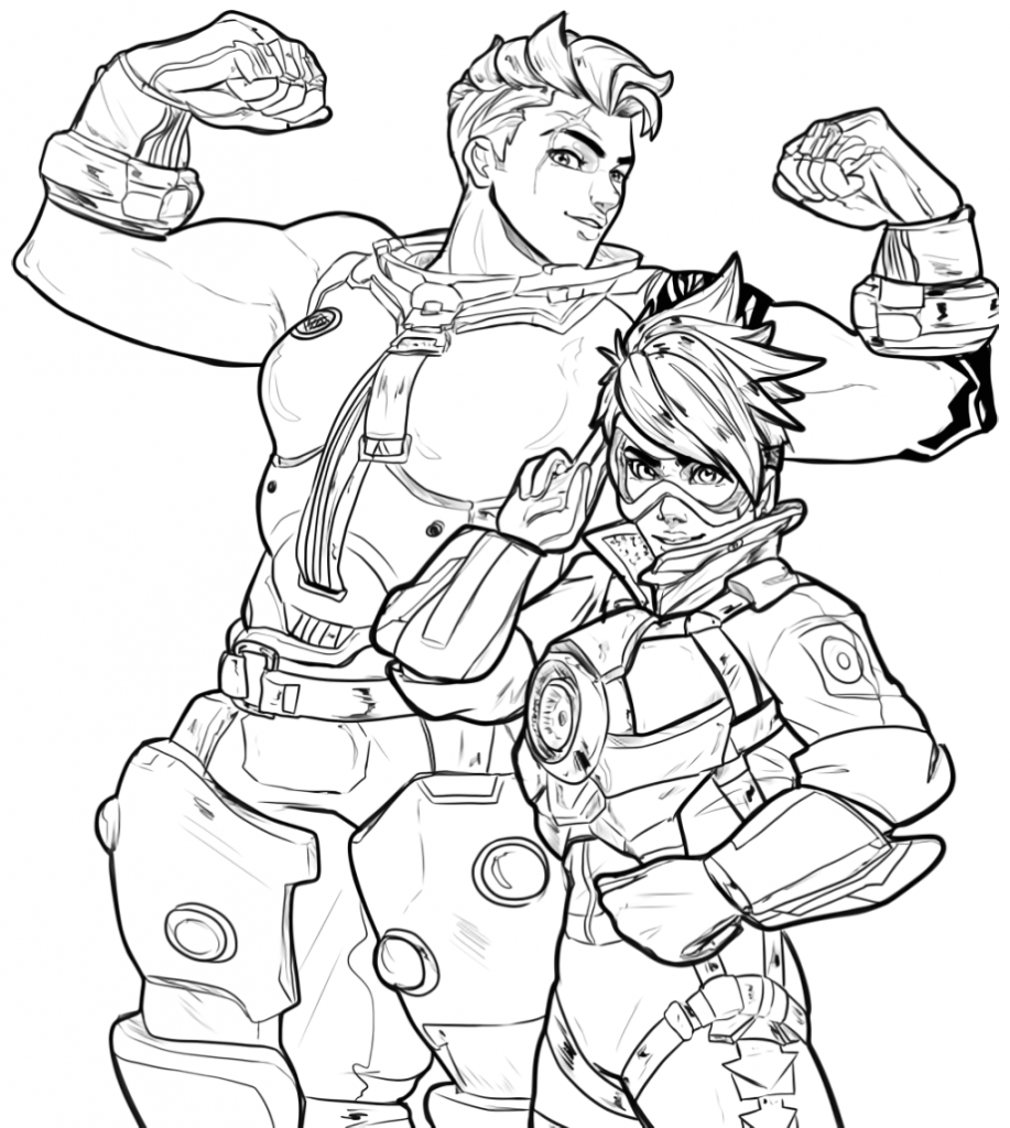 Zarya and Tracer - Overwatch Coloring Pages