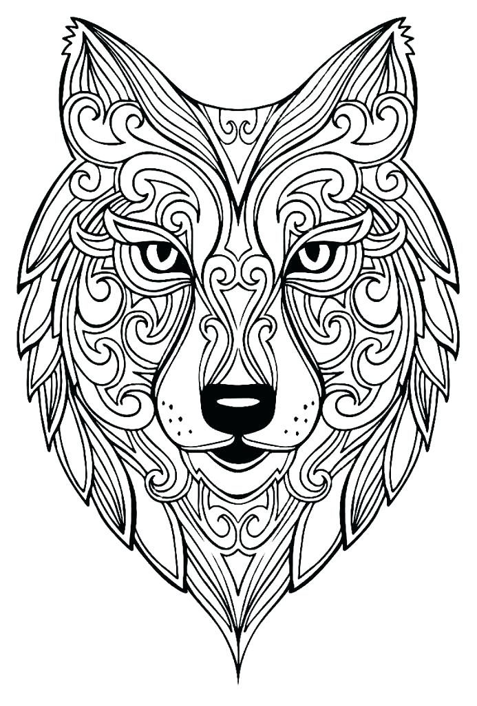 Zen Wolf Coloring Page for Adults