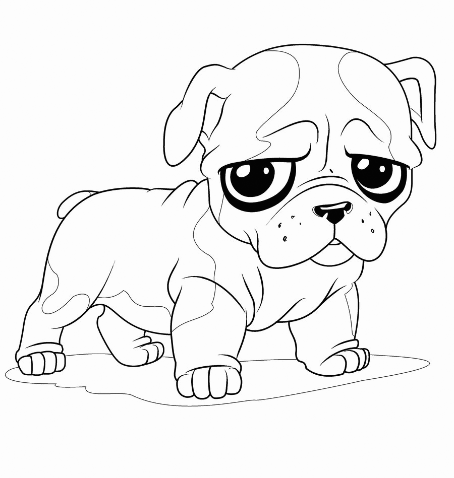 Cute Bulldog Puppy Coloring Page