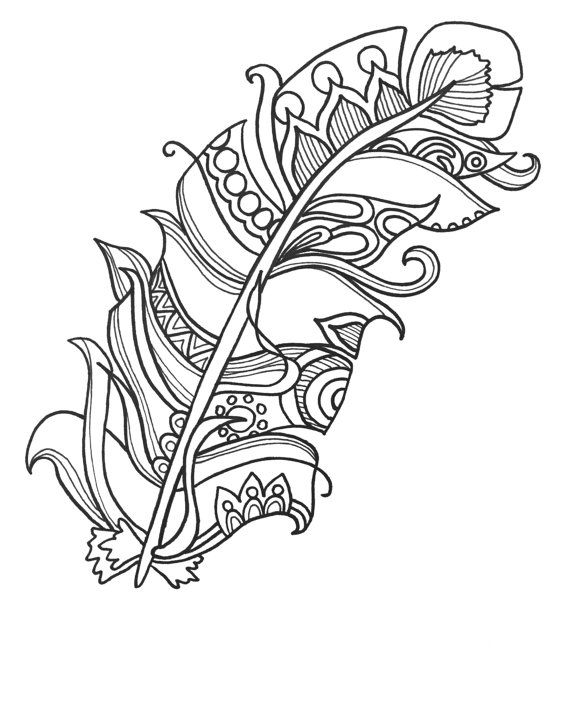 Easy Feather Coloring Pages for Adults