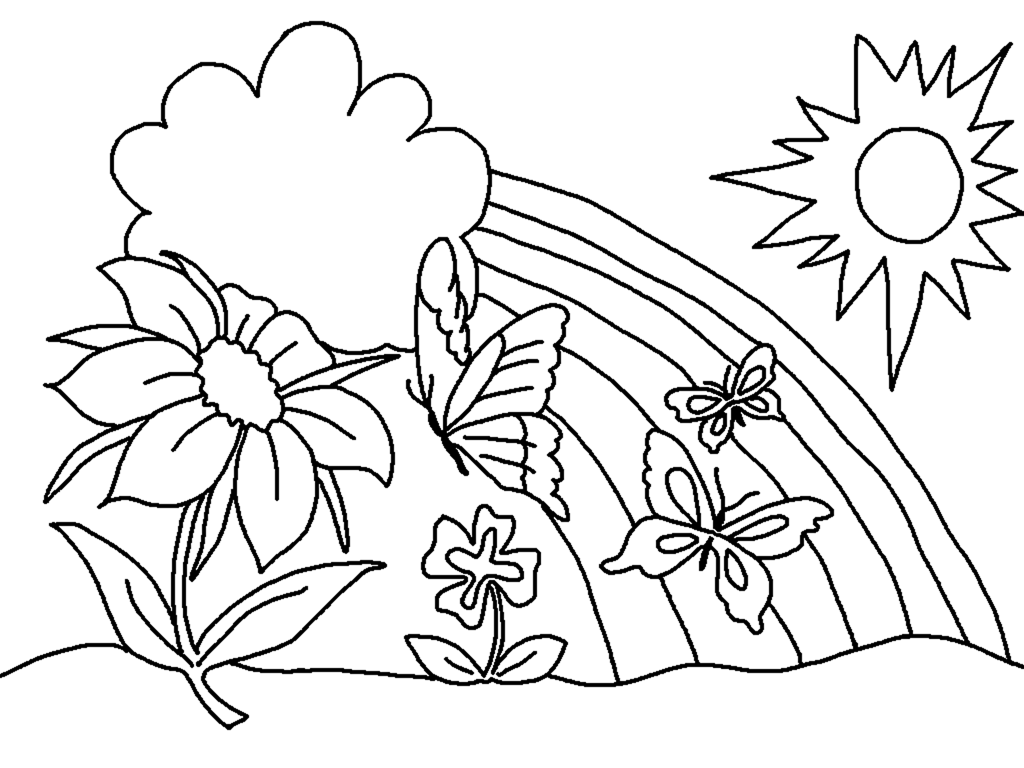 Easy Nature Scene Coloring Page for Adults