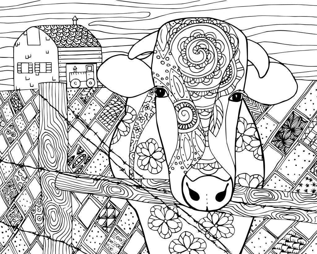 Farm Cow - Easy Coloring Pages for Adults