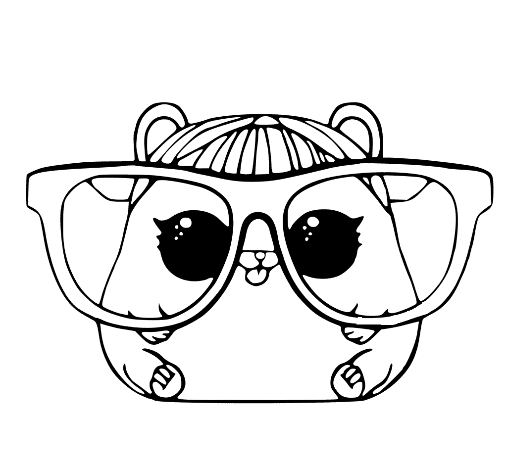 Hamster with Big Glasses Coloring Pages