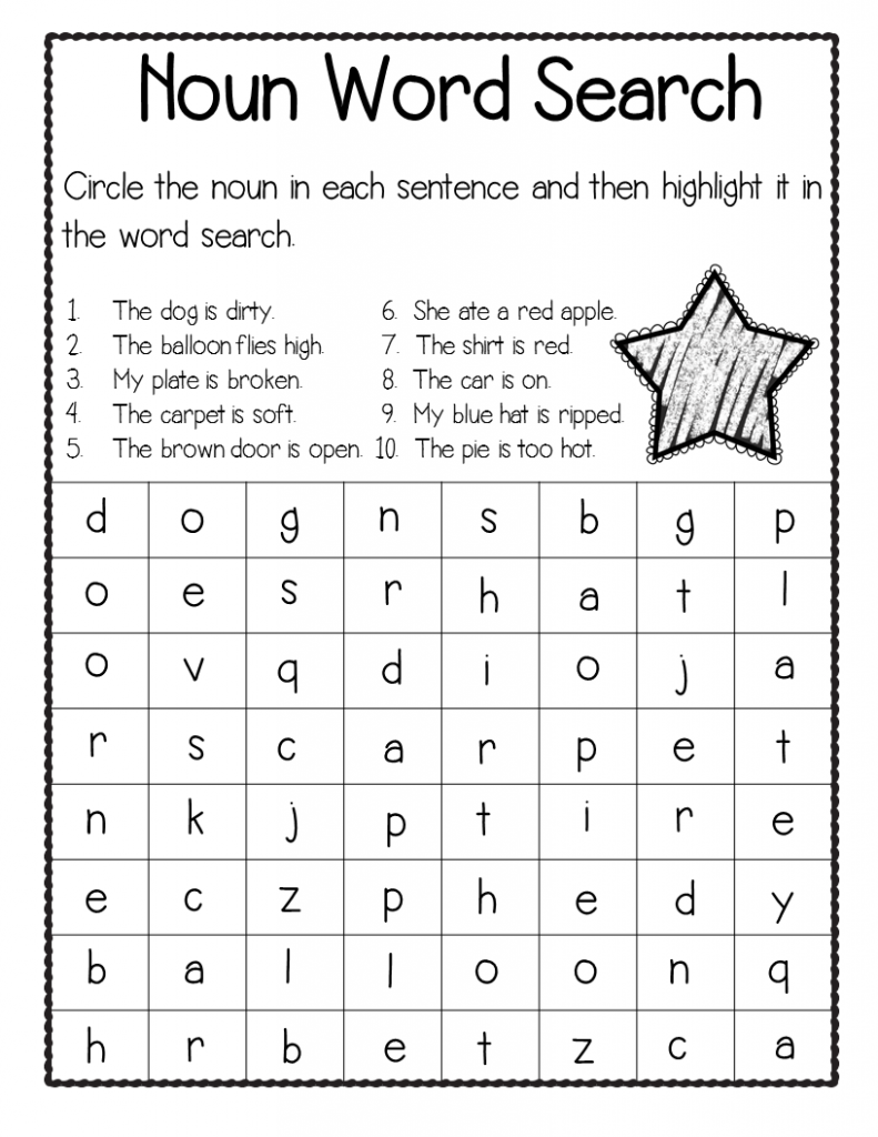 Noun Third Grade Word Search