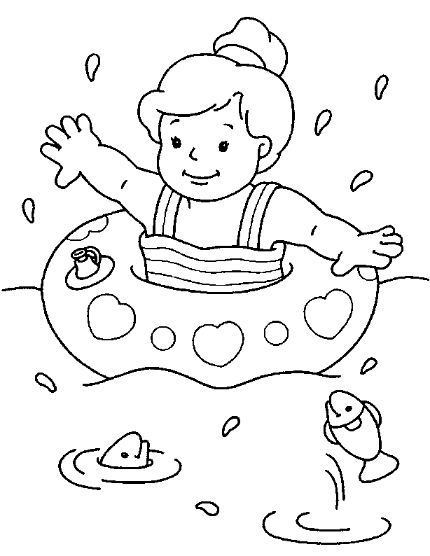 Swimming in August Coloring Page
