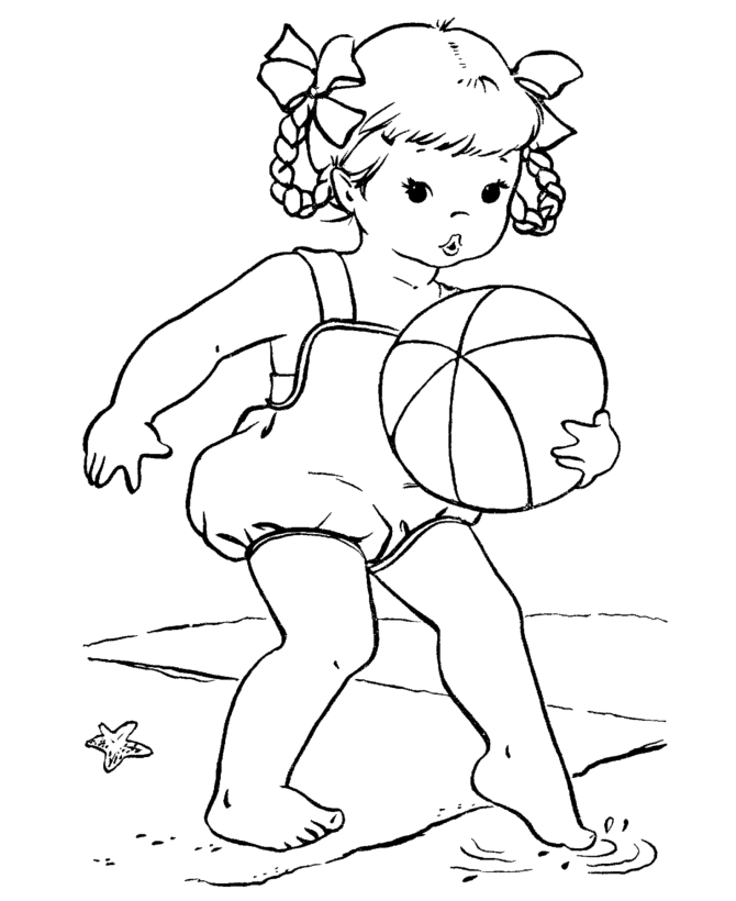 Testing the Water Beach COloring Page