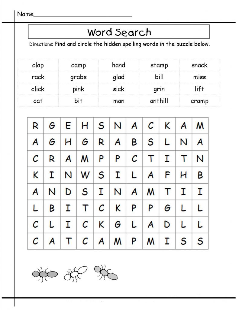 Third Grade Word Search Sheet