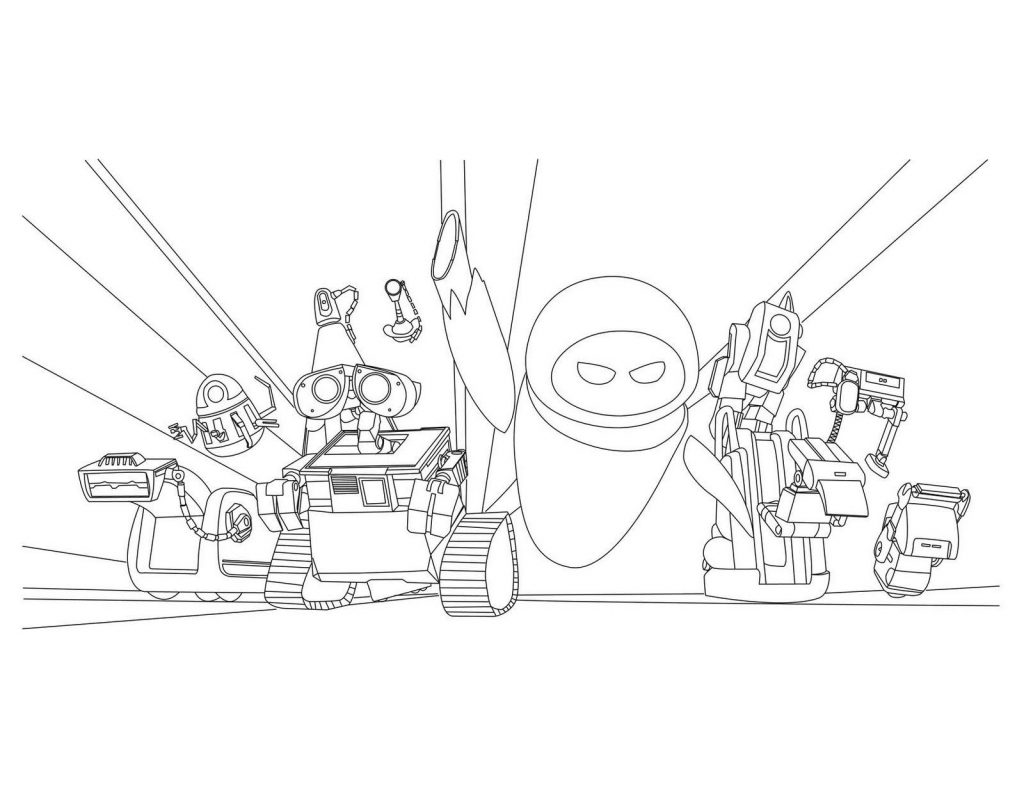 WALL-E Movie Characters Coloring Page