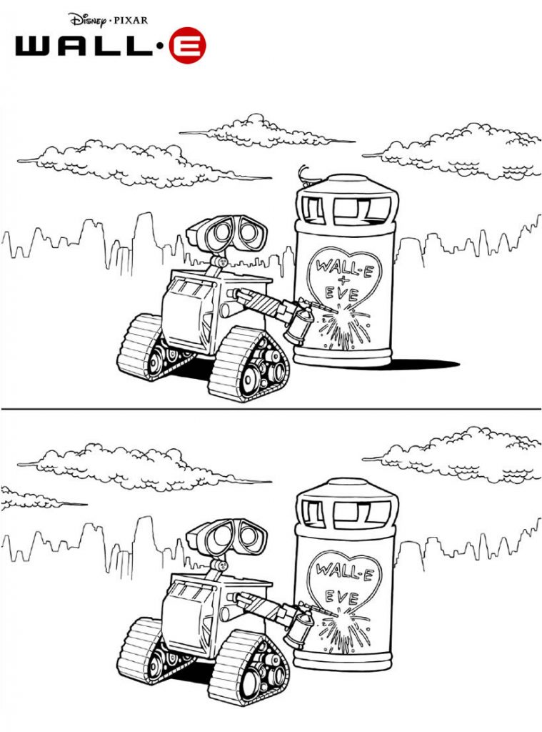 Wall-E Loves Eve Coloring Page