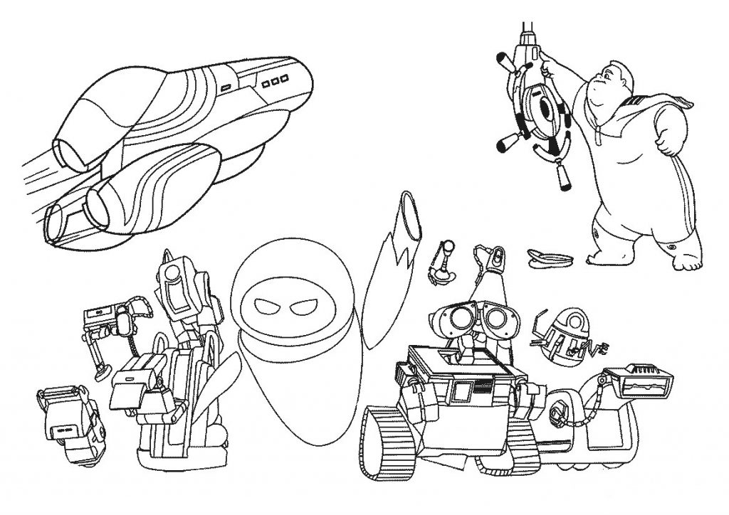 WallE Characters Coloring Page