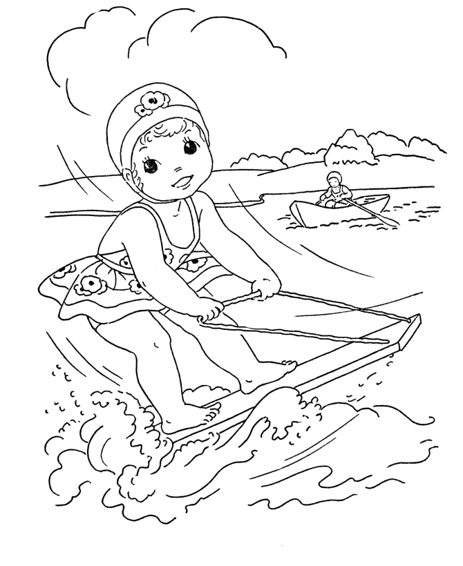 Waterskiing Girl Coloring Page