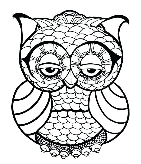 Zen Owl - Easy Coloring Pages for Adults