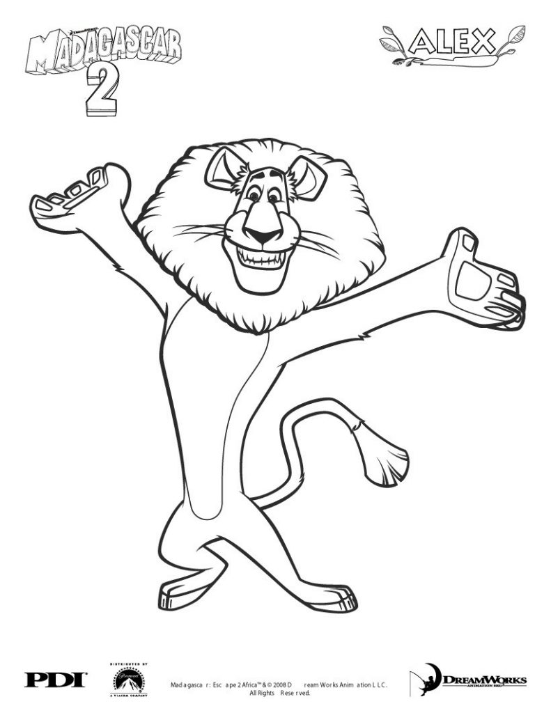 Alex - Madagascar Coloring Pages