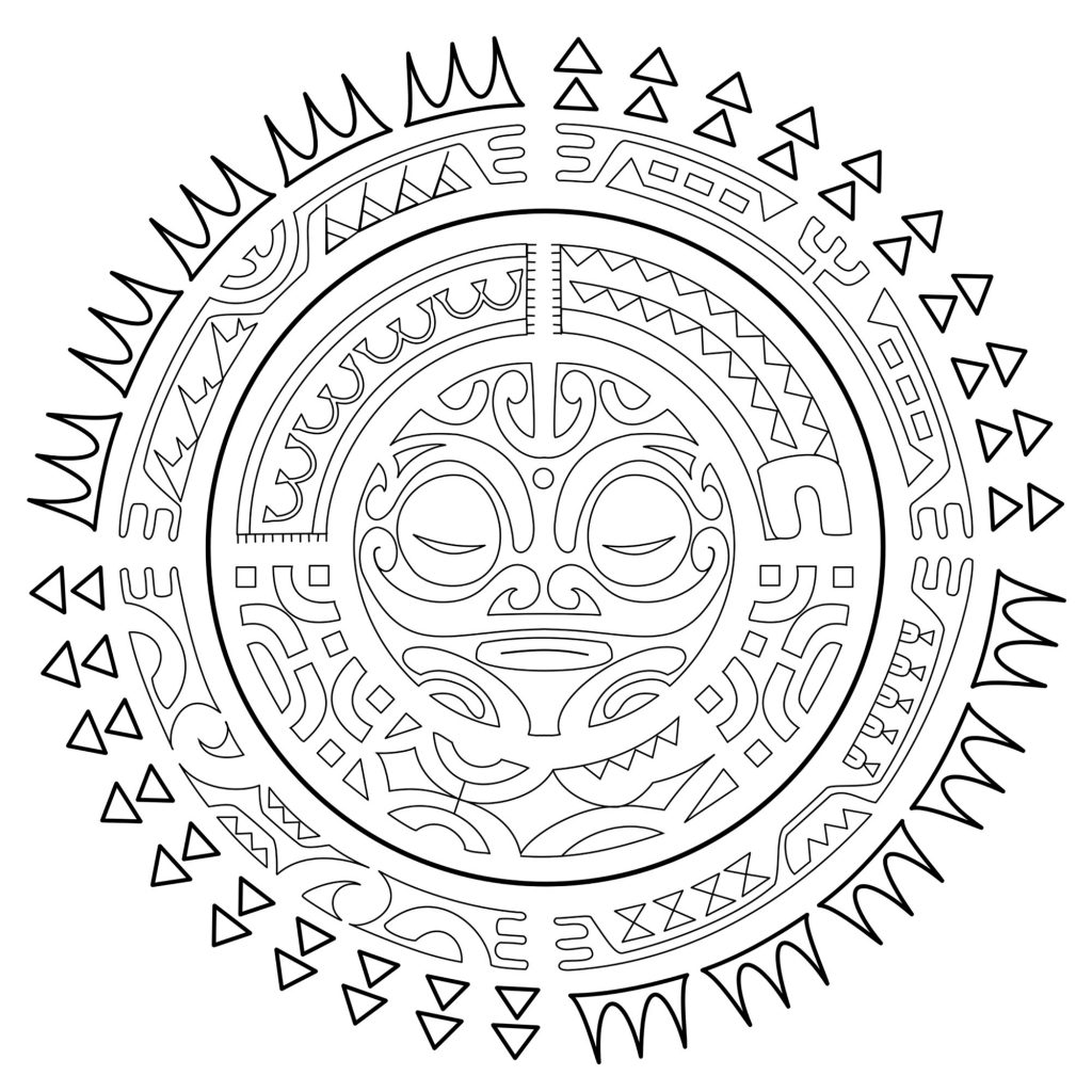 Aztec Sun Tattoo Coloring Page Adults