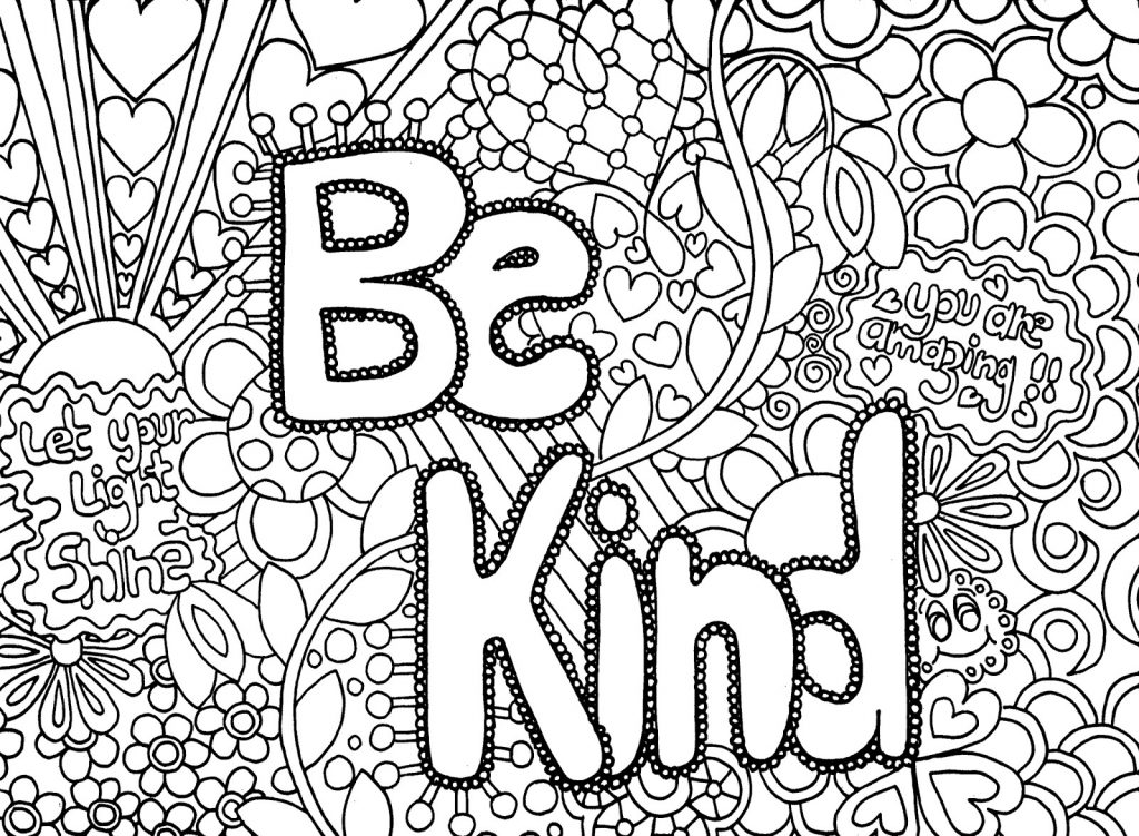 Be Kind - Coloring Page for Adults