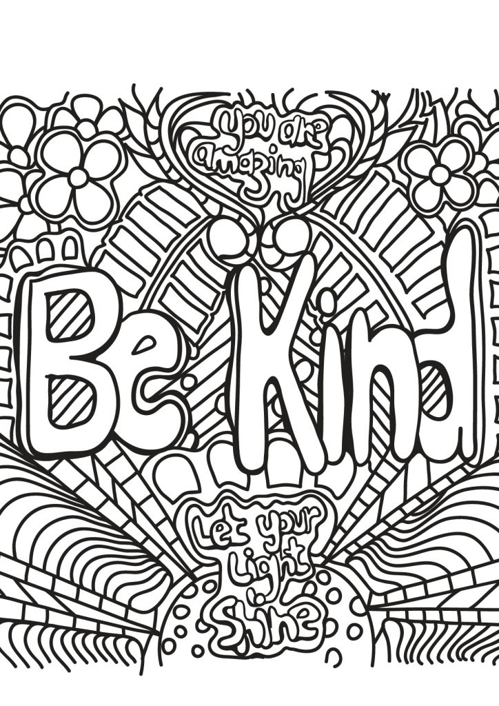 Be Kind - Coloring Page for Adults