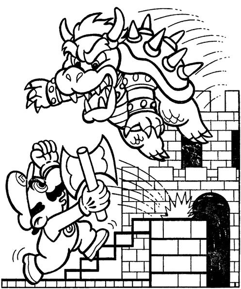 Bowser and Mario Coloring Pages