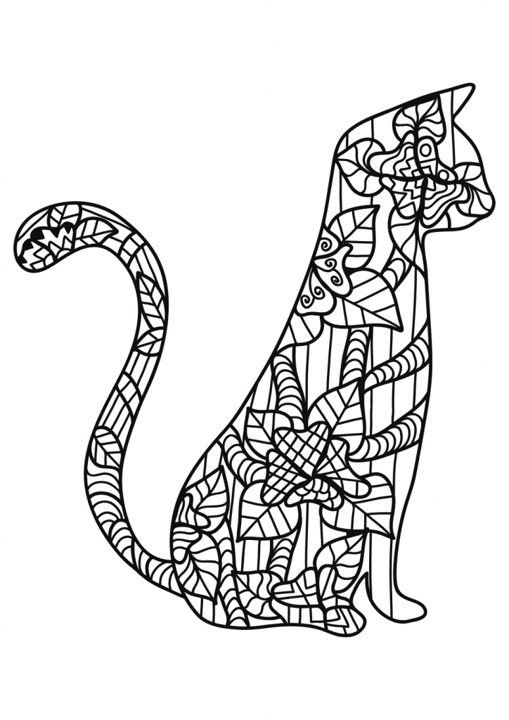 Cat Coloring Page for Adults